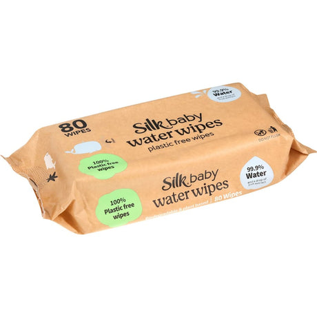 Silk Baby Wipes feature a soft texture, 99.9% purified water, and are eco-friendly, hypoallergenic, and plastic-free.