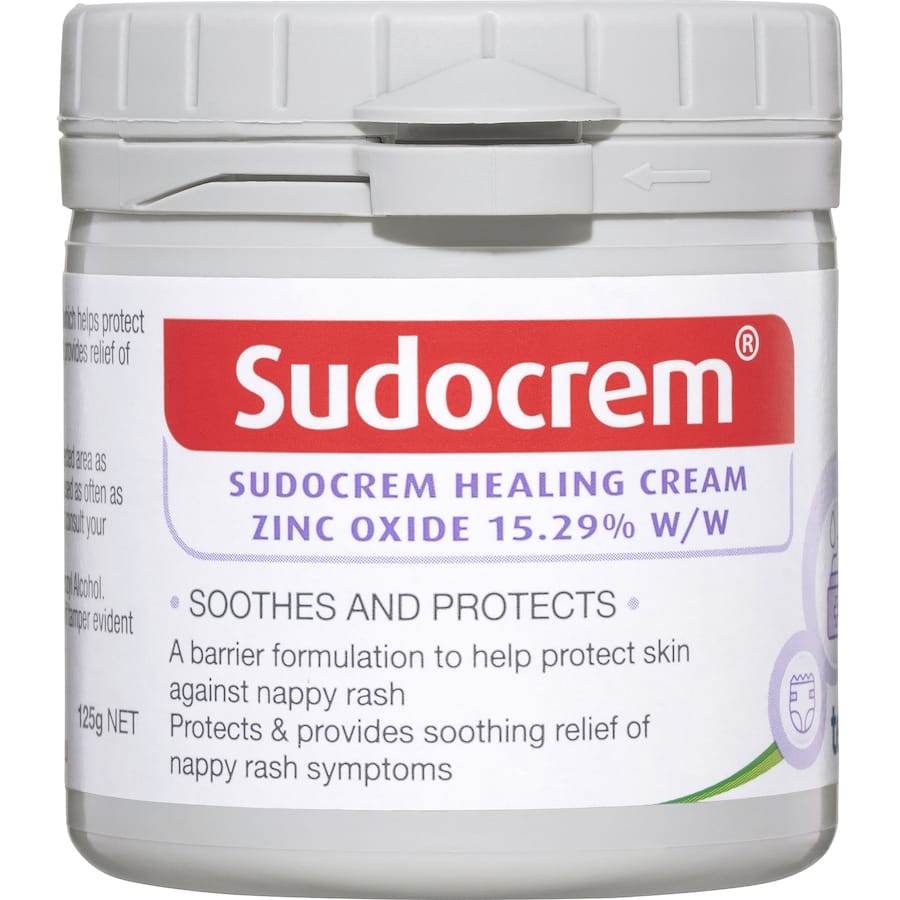 Sudocrem Healing Cream tube, a soothing zinc-based remedy for nappy rash and sensitive skin care for all ages.