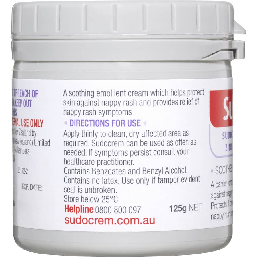 Sudocrem Healing Cream soothes and protects sensitive skin, ideal for nappy rash, cuts, and sunburn relief for all ages.