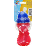 Nuby No Spill Flip It Baby Drink Bottle with soft flex straw, 300ml, designed for spill-free sipping and teething comfort.