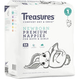 Treasures Dry & Snug Nappies Newborn Up To 5kg Bulk pack 54pack