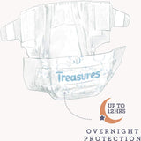 Treasures Comfort Nappy Pants Junior 16kg+ with ultra-absorbent layers, soft waistbands, and fun bunny pattern for kids.