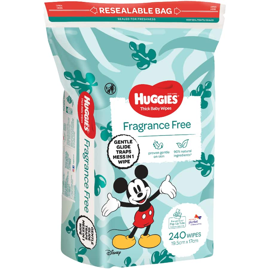 Huggies Thick Baby Wipes Fragrance Free Refill 240pack
