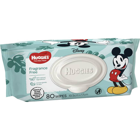 Huggies Thick Baby Wipes Fragrance Free are ultra-thick, soft, and hypoallergenic wipes for gentle cleaning of delicate baby skin.