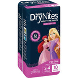 Huggies Drynites for girls 2-4 years offering thin, discreet bedwetting pants with 12-hour leak protection and comfort.