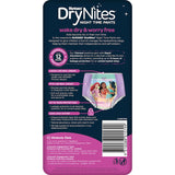 Huggies Drynites for girls 2-4 years: ultra-thin, absorbent nighttime pants for reliable dryness and comfort during sleep.