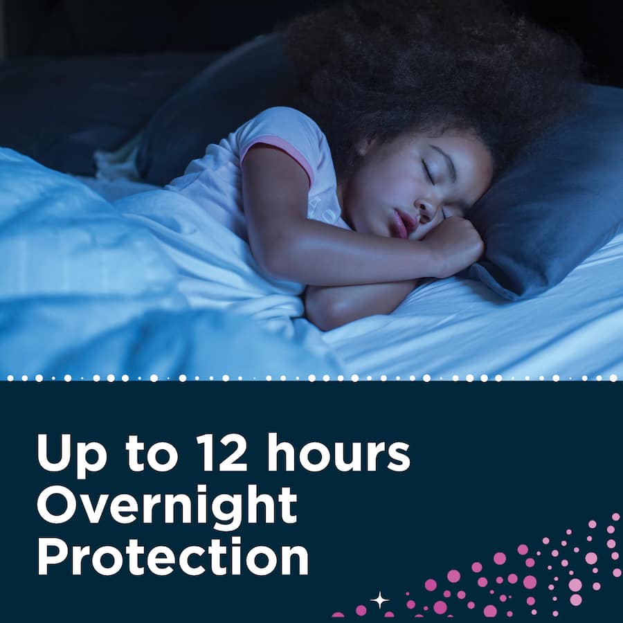 Huggies Drynites for girls ages 4-7, offering discreet fit, rapid absorbency, and 12-hour leak protection for worry-free nights.