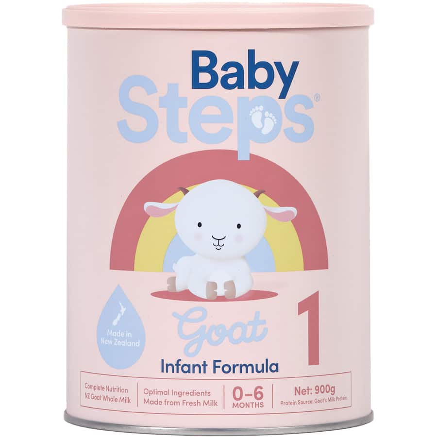 Baby Steps Goat Milk Formula for infants, offering balanced nutrition from birth to 6 months with goat milk's unique benefits.