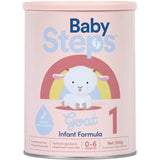 Baby Steps Goat Milk Formula for infants, offering balanced nutrition from birth to 6 months with goat milk's unique benefits.