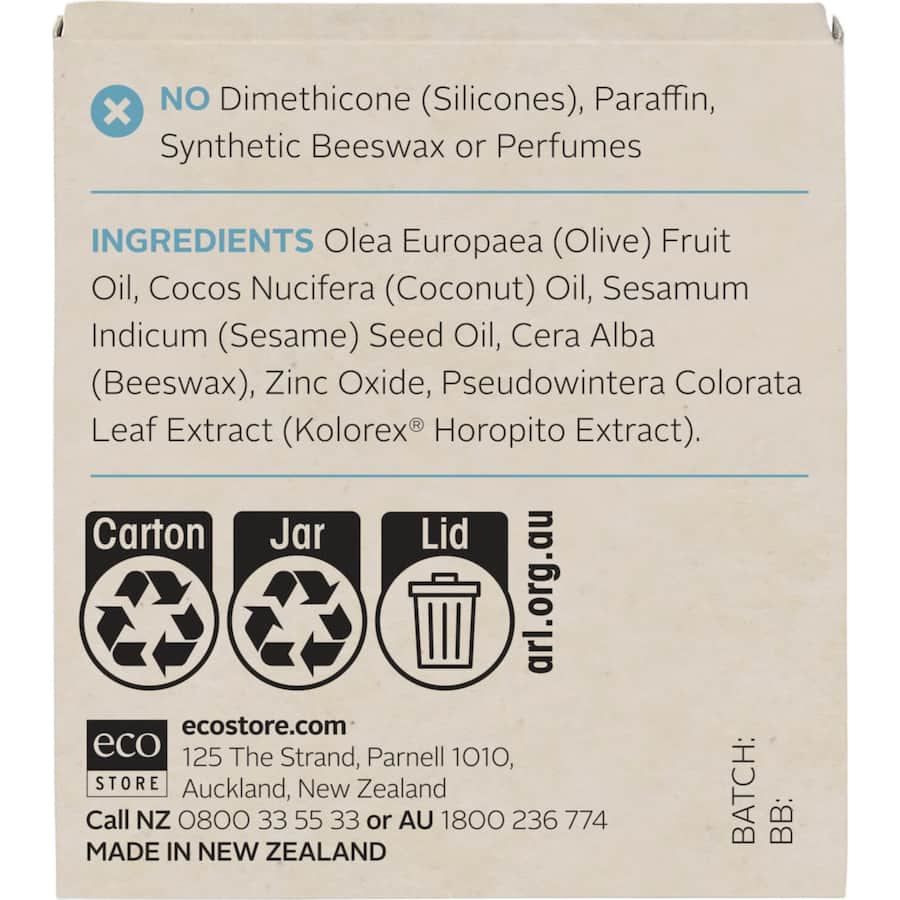 Ecostore Baby Cream Nappy Balm, fragrance-free, zinc oxide, nourishes sensitive skin, protects against nappy rash.