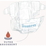 Treasures Comfort Nappies for Crawlers feature soft materials, 12-hour absorbency, and a fun bunny design for ultimate comfort.