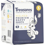 Treasures Comfort Nappy Pants for toddlers 13-18kg, featuring absorbent layers and playful bunny design for ultimate comfort.