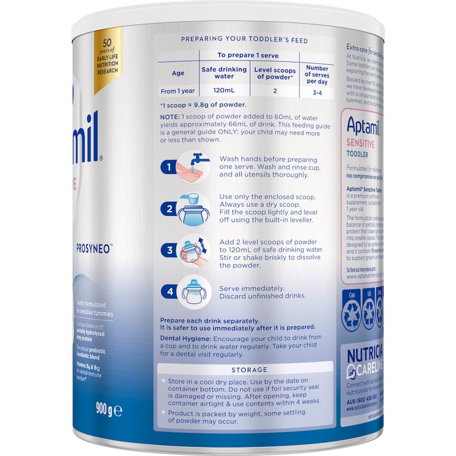 Aptamil Sensitive Toddler From 1 Year + Premium Formulated Tolerance 900g