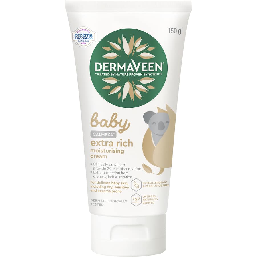 Extra-rich baby moisturising cream with natural ingredients for 24-hour hydration and protection against dryness.