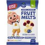 Snacktacular Fruit Melts in banana and blueberry flavors, made with natural ingredients for a healthy, tasty snack.