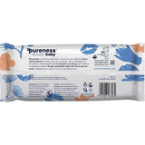 Pureness Baby Wipes are 99.9% purified water, eco-friendly, fragrance-free, safe for sensitive skin, and biodegradable.