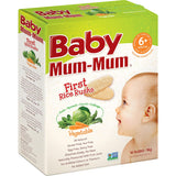 Baby Mum Mum Teething Rusks Rice Vegetable 36g, gluten-free, easy to digest, perfect for teething babies, 18 rusks in 2-packs.