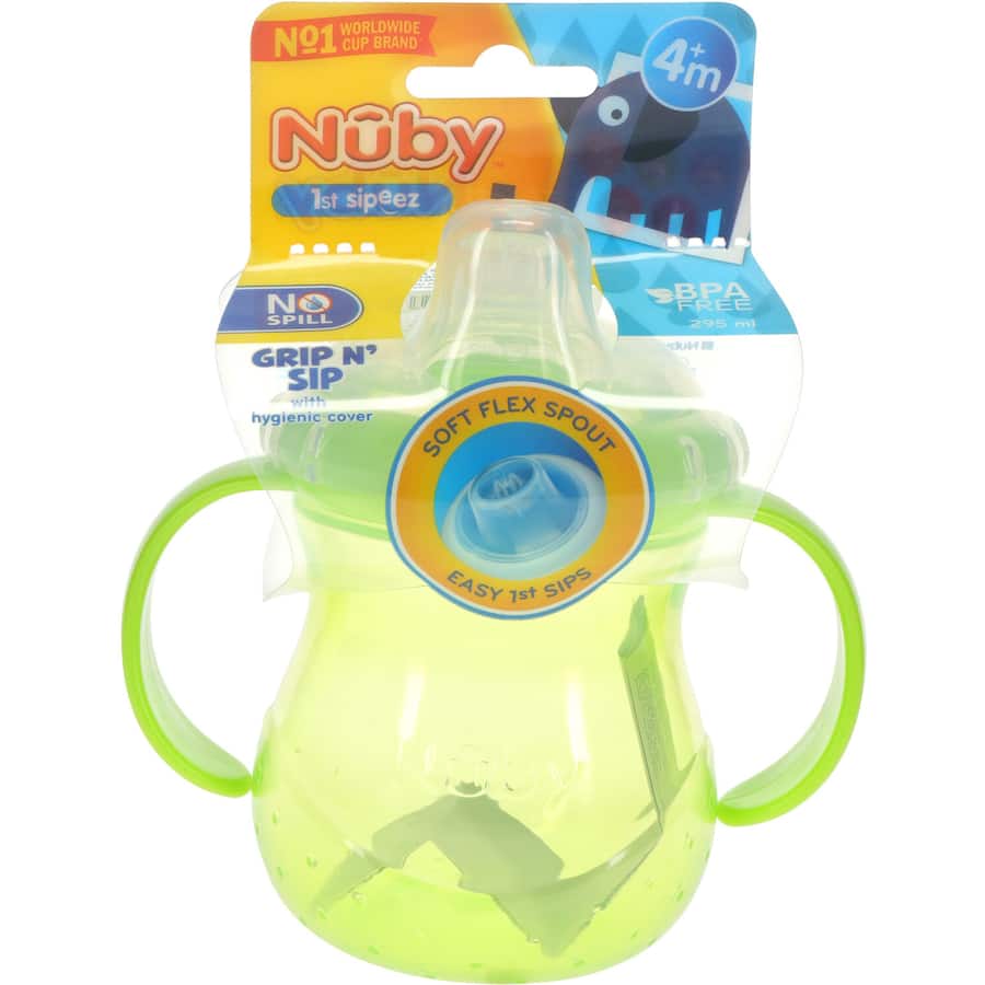 Nuby No Spill Baby Drinking Cup Spout Trainer With Handles 295mL