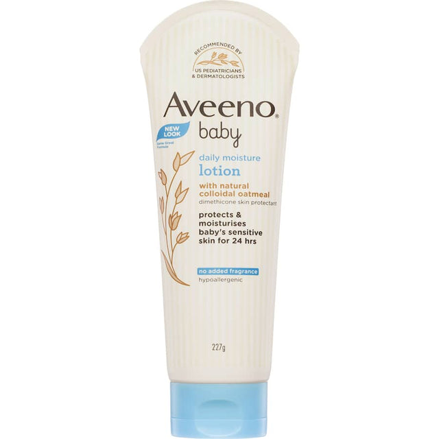 Aveeno Baby Daily Moisture Lotion: Hypoallergenic, non-greasy formula with colloidal oatmeal for 24-hour hydration.