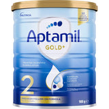 Aptamil Gold+2 formula for 6-12 month babies, enriched with prebiotics and probiotics for healthy growth and digestion.