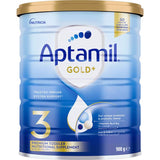 Aptamil Gold+3 Toddler Supplement with vitamins, probiotics, and omega-3 for healthy growth and immune support.