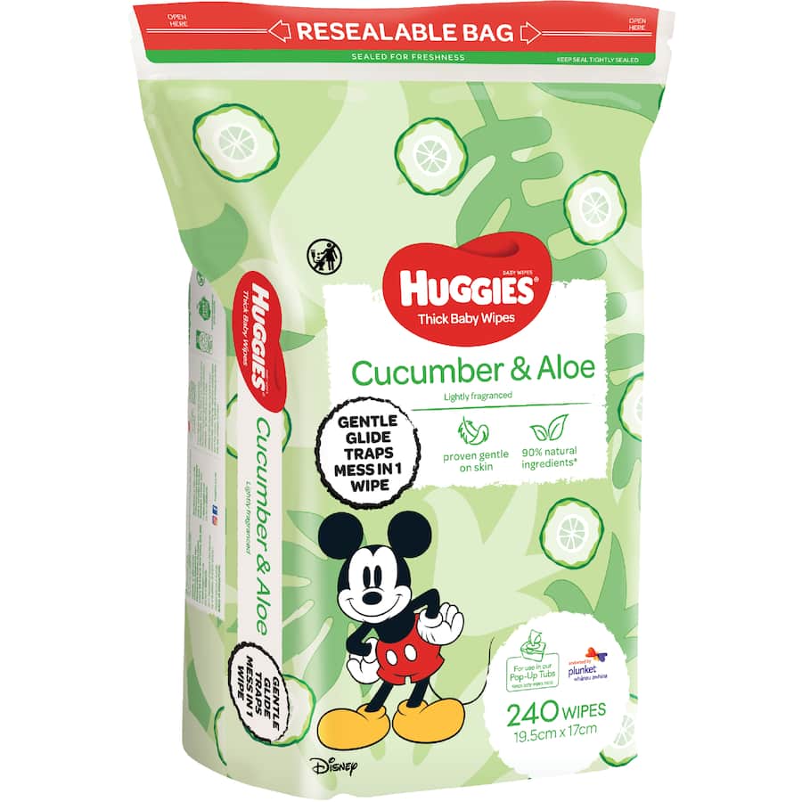 Huggies Thick Baby Wipes Cucumber & Aloe 240pack