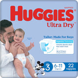 Huggies Ultra Dry Nappies Boys Size 3 (6-11kg) 22pack