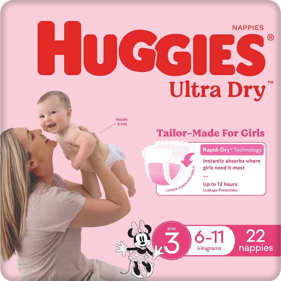 Huggies Ultra Dry Nappies Girls Size 3 (6-11kg) 22pack