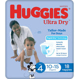 Huggies Ultra Dry Nappies Boys Size 4 (10-15kg) 18pack