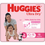 Huggies Ultra Dry Nappies Girls Size 4 (10-15kg) 18pack