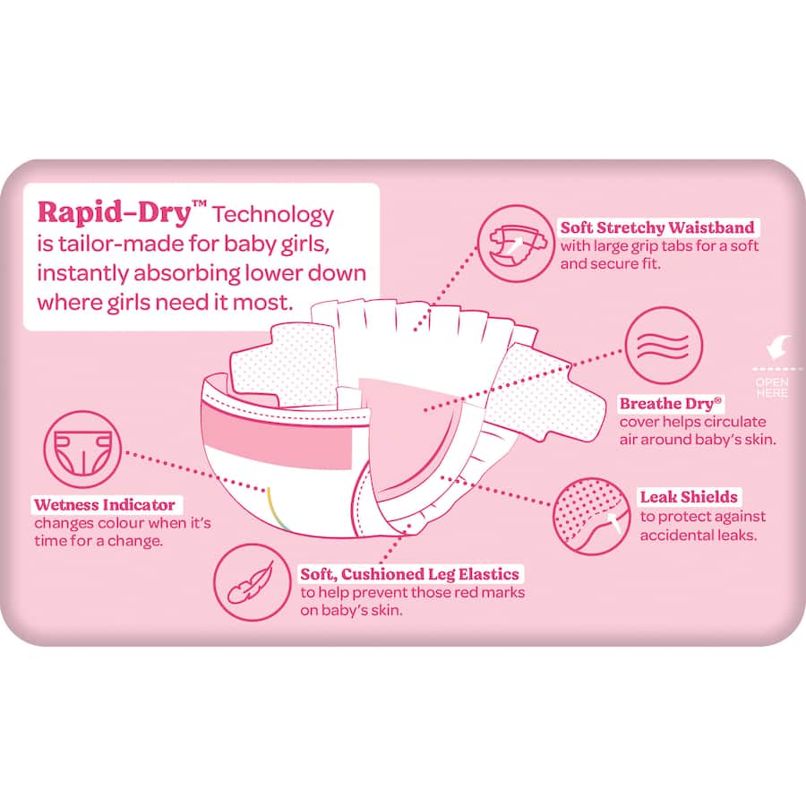 Huggies Ultra Dry Nappies Girls Size 5 (13-18kg) 16pack