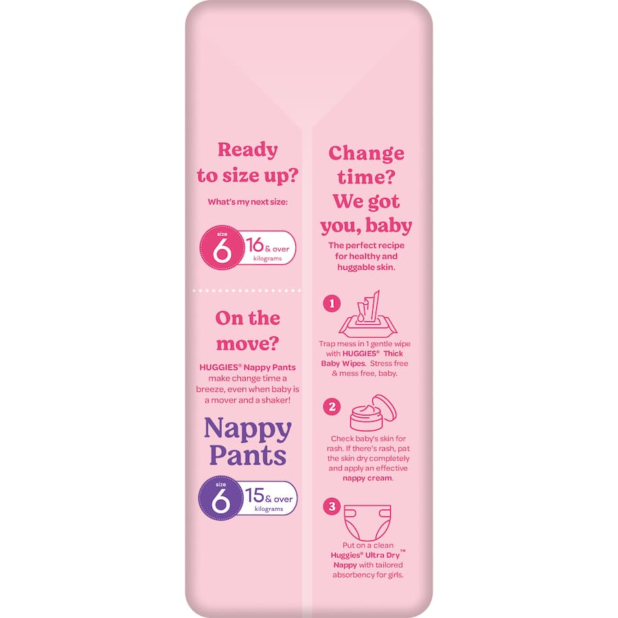 Huggies Ultra Dry Nappies Girls Size 5 (13-18kg) 16pack