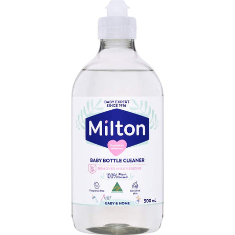 Milton Baby Bottle Cleaner removes milk residue, ensures safe cleaning of bottles, teats, and pump parts for baby care.