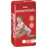 Huggies Essentials Nappies Size 5 with Mickey Mouse designs offer 12-hour leak protection and super soft, stretchy comfort.