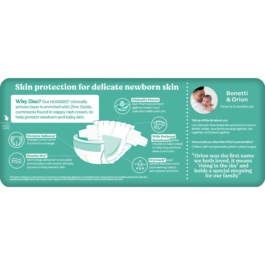 Huggies Infant Nappies Size 2 (4-8kgs) offer comfort, leak protection, and a wetness indicator for baby care.