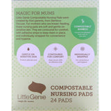 Soft, eco-friendly bamboo nursing pads with adhesive tabs for a secure fit during breastfeeding.