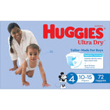 Huggies Ultra Dry Nappies Boys Size 4 (10-15kg) Jumbo pack 72pack