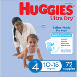 Huggies Ultra Dry Nappies Boys Size 4 (10-15kg) Jumbo pack 72pack