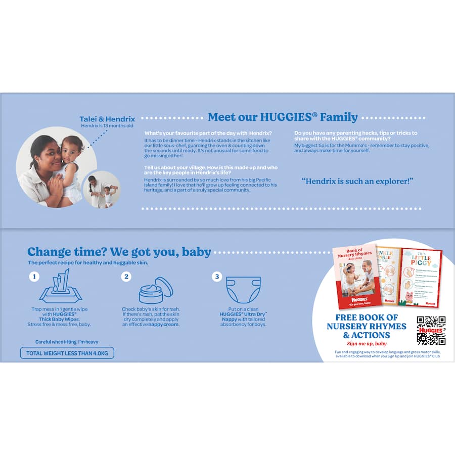 Huggies Ultra Dry Nappies Boys Size 4 (10-15kg) Jumbo pack 72pack
