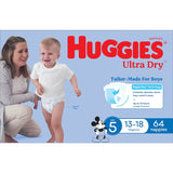 Huggies Ultra Dry Nappies Boys Size 5 (13-18kg) Jumbo pack 64pack