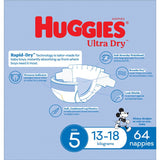Huggies Ultra Dry Nappies Boys Size 5 (13-18kg) Jumbo pack 64pack