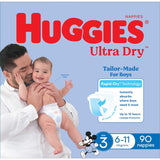Huggies Ultra Dry Nappies Boys Size 3 (6-11kg) Jumbo pack 90pack