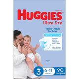 Huggies Ultra Dry Nappies Boys Size 3 (6-11kg) Jumbo pack 90pack