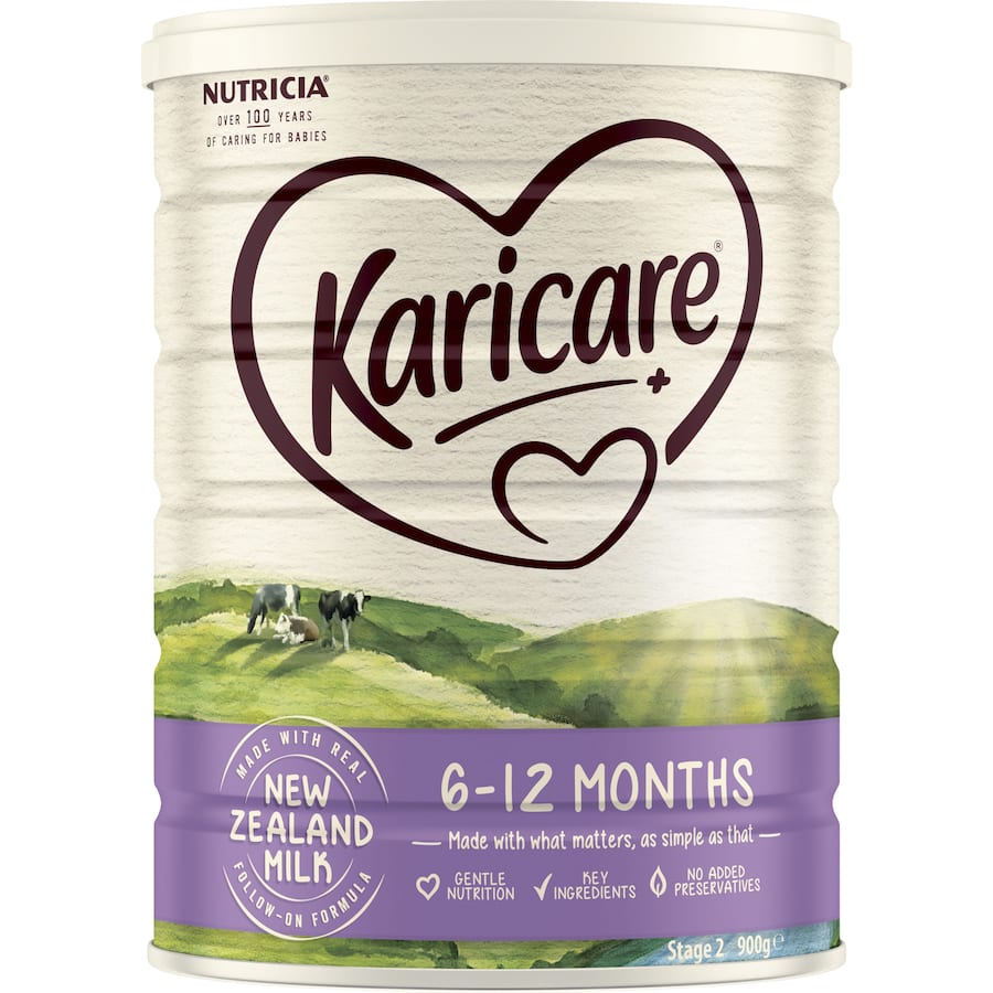 Karicare 2 Baby Follow-on Formula, designed for 6-12 months, supports growth with essential nutrients and DHA for development.