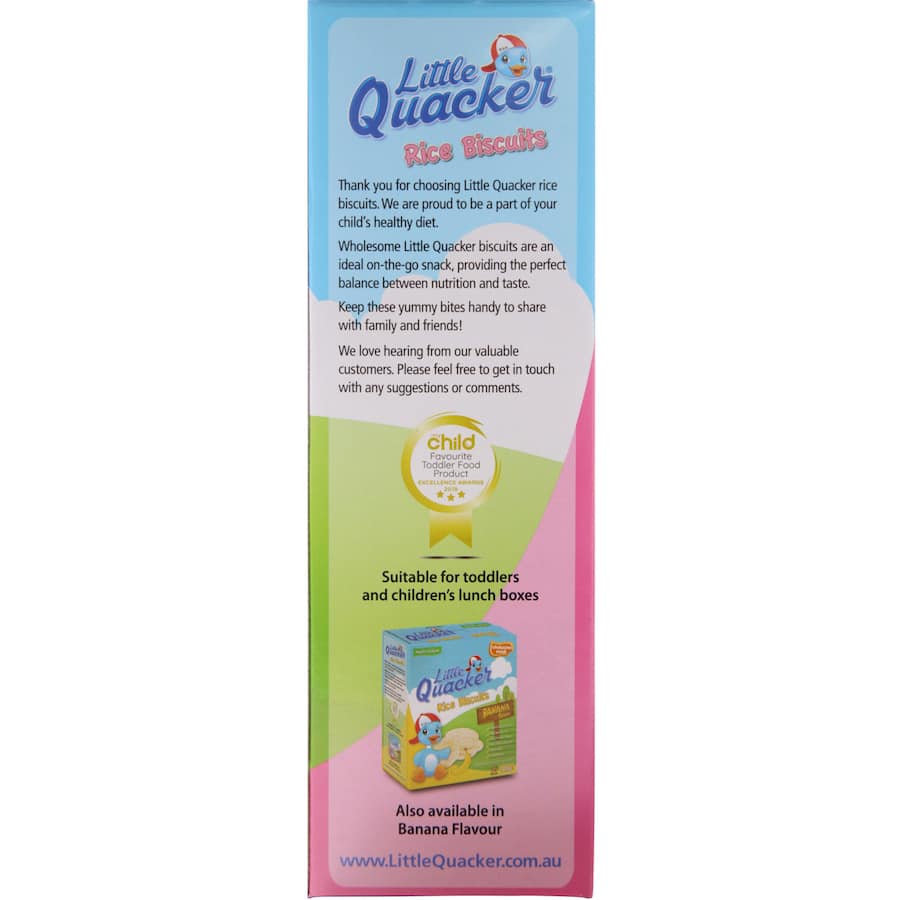 Little Quacker Organic Toddler Biscuits in Strawberry Rice, a gluten-free, healthy snack for toddlers, free from artificial additives.