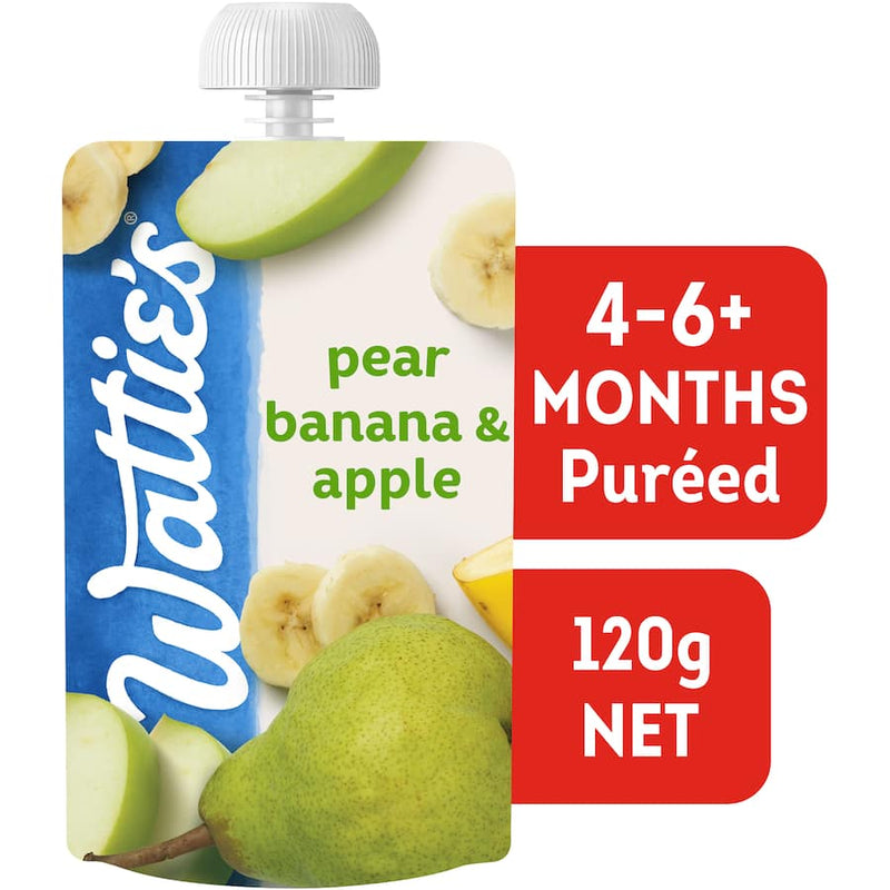 Wattie's Baby Food 4-6+ Months Pear, Banana & Apple