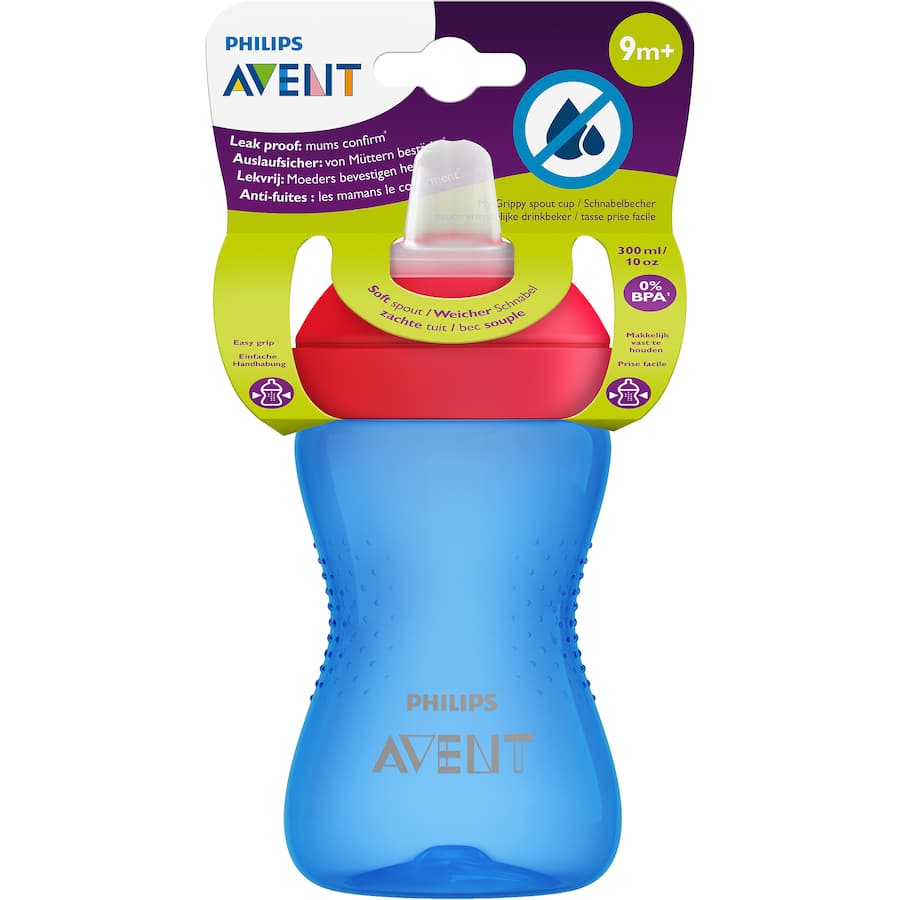 Philips Avent Baby Drinking Cup with grippy design, soft spout, and spill-proof features for comfortable independent drinking.