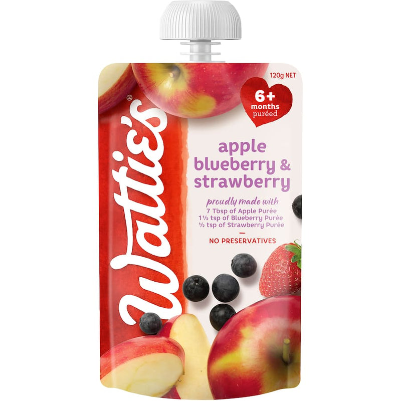 Wattie's Baby Food 6+ Months Apple, Blueberry & Strawberry