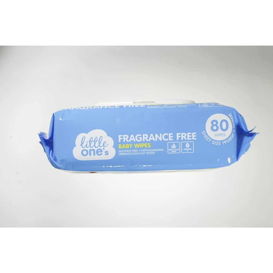 Gentle, hypoallergenic unscented baby wipes with aloe vera and vitamin E for delicate skin, in a convenient 80 pack.