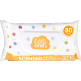 Scented baby wipes for gentle, effective skincare; 80-pack with aloe vera, vitamin E, and chamomile for sensitive skin.